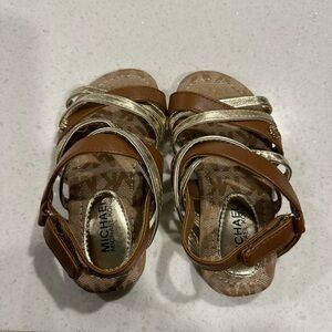 Michael Kors Girls Brown and Gold Sandals, size 7, excellent condition.